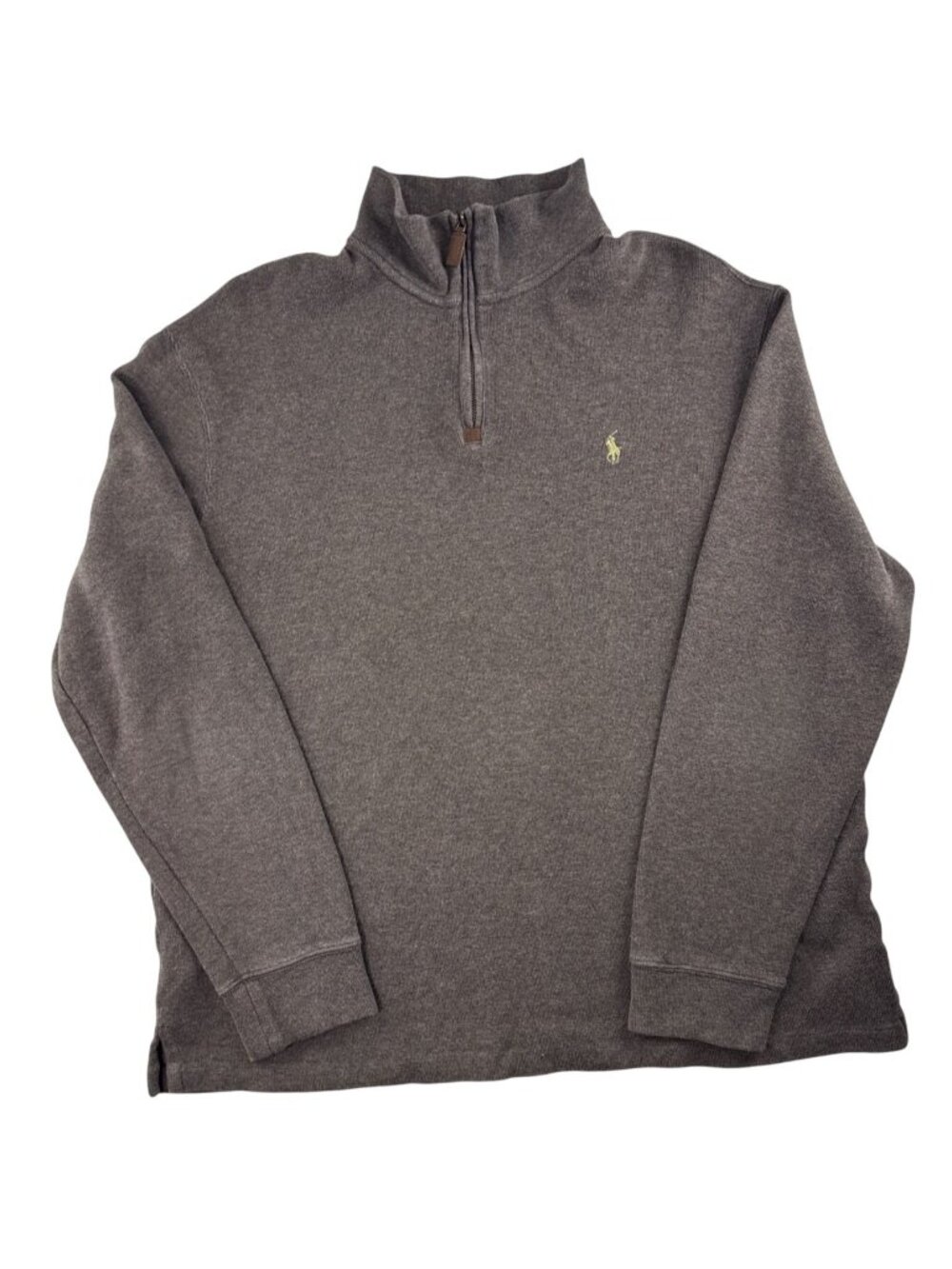 Polo Ralph Lauren Mens XL Brown Quarter Zip Pullover Sweater Pony Mock Neck